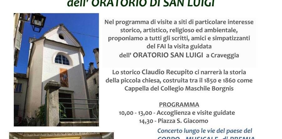 APERTURA ORATORIO S. LUIGI    28 APRILE 2018 Delegazione FAI  del VCO